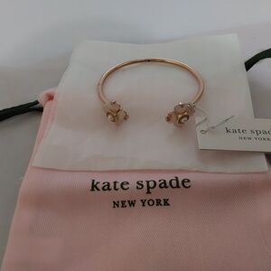 kate spade Rose Gold Flower-Ended Open Bangle Bracelet